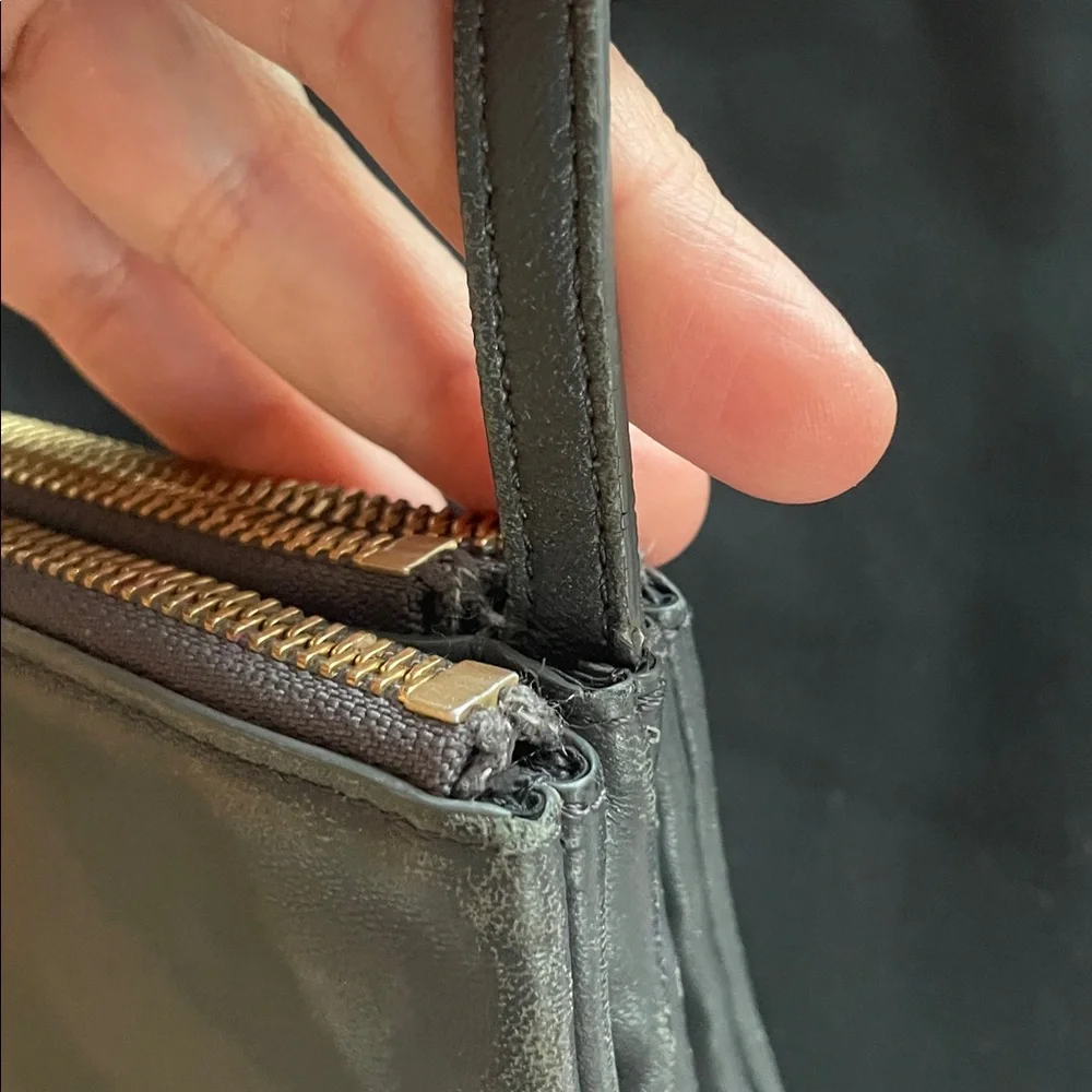 Celine Trio Dark Gray Leather Crossbody Bag- Large size - Picture 4 of 14